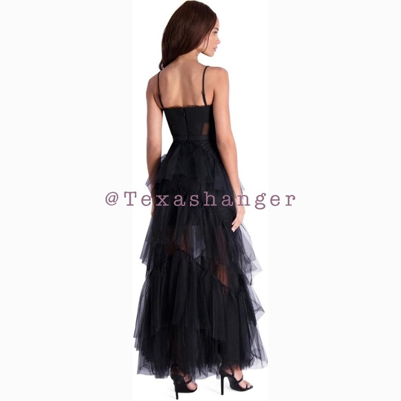 NWT BCBGMaxAzaria Oly Corset Tulle Gown Size 2 Black - Picture 5 of 15